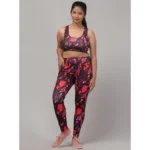 Red Printed Tights Bra Set Women