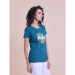 Generic Women's Casual Cotton Printed Half Sleeve Round Neck T-Shirt (BottelGreen) - Image 4