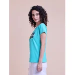 Generic Women's Casual Cotton Printed Half Sleeve Round Neck T-Shirt (Seagreen) - Image 5