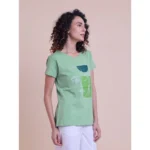 Generic Women's Casual Cotton Printed Half Sleeve Round Neck T-Shirt (Pista) - Image 4