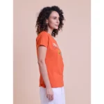 Generic Women's Casual Cotton Printed Half Sleeve Round Neck T-Shirt (Rust) - Image 4