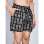 Generic Men's Casual Cotton Checkred Above Knee Boxer Shorts (Yellow) - Image 4