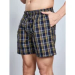 Generic Men's Casual Cotton Checkred Above Knee Boxer Shorts (Yellow) - Image 5