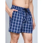 Generic Men's Casual Cotton Checkred Above Knee Boxer Shorts (Navy) - Image 4