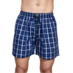 Generic Men's Casual Cotton Checkred Above Knee Boxer Shorts (Navy)