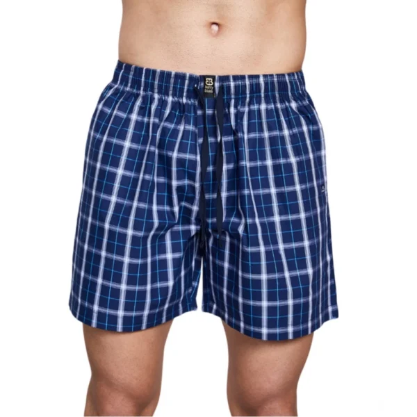 Generic Men's Casual Cotton Checkred Above Knee Boxer Shorts (Navy)