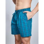 Generic Men's Casual Cotton Checkred Above Knee Boxer Shorts (Green) - Image 5