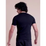Generic Men's Casual Cotton Printed Half Sleeve Round Neck T-Shirt (Black) - Image 3