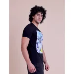 Generic Men's Casual Cotton Printed Half Sleeve Round Neck T-Shirt (Black) - Image 4
