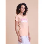 Generic Women's Casual Cotton Printed Half Sleeve Round Neck T-Shirt (Peach) - Image 4
