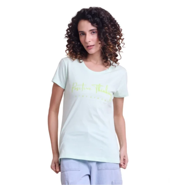 Generic Women's Casual Cotton Printed Half Sleeve Round Neck T-Shirt (MintGreen)