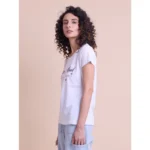 Generic Women's Casual Cotton Printed Half Sleeve Round Neck T-Shirt (White) - Image 5