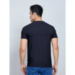 Generic Men's Casual Nylon Solid Half Sleeve Round Neck T-Shirt (Black) - Image 3