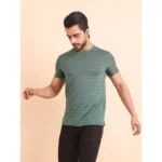 Generic Men's Casual Nylon Solid Half Sleeve Round Neck T-Shirt (Green) - Image 5