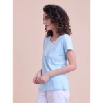 Generic Women's Casual Cotton Printed Half Sleeve Round Neck T-Shirt (Blue) - Image 5