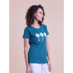 Generic Women's Casual Cotton Printed Half Sleeve Round Neck T-Shirt (BottelGreen) - Image 4