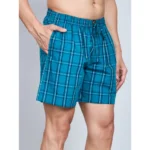 Generic Men's Casual Cotton Checkred Above Knee Boxer Shorts (Green) - Image 4
