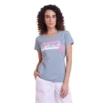 Generic Women's Casual Cotton Printed Half Sleeve Round Neck T-Shirt (Teegrey)