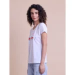 Generic Women's Casual Cotton Printed Half Sleeve Round Neck T-Shirt (White) - Image 5