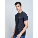 Generic Men's Casual Nylon Solid Half Sleeve Round Neck T-Shirt (Black) - Image 5