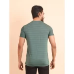 Generic Men's Casual Nylon Solid Half Sleeve Round Neck T-Shirt (Green) - Image 3