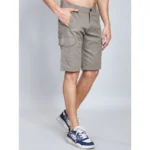 Generic Men's Casual Cotton Solid Knee Length Cargo Shorts (DarkGrey) - Image 2