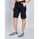 Generic Men's Casual Cotton Solid Knee Length Cargo Shorts (Black) - Image 3