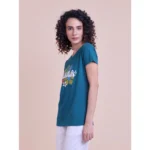 Generic Women's Casual Cotton Printed Half Sleeve Round Neck T-Shirt (BottelGreen) - Image 5