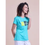 Generic Women's Casual Cotton Printed Half Sleeve Round Neck T-Shirt (Seagreen) - Image 4