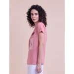 Generic Women's Casual Cotton Printed Half Sleeve Round Neck T-Shirt (Pink) - Image 5