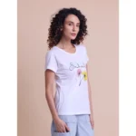 Generic Women's Casual Cotton Printed Half Sleeve Round Neck T-Shirt (White) - Image 4