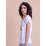 Generic Women's Casual Cotton Printed Half Sleeve Round Neck T-Shirt (White) - Image 5