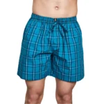 Generic Men's Casual Cotton Checkred Above Knee Boxer Shorts (Green)