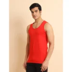 Generic Men's Casual Cotton Solid Round Neck Sleeveless Vest (Red) - Image 5