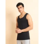 Generic Men's Casual Cotton Solid Round Neck Sleeveless Vest (Black) - Image 5