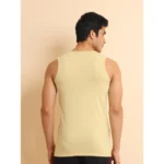 Generic Men's Casual Cotton Solid Round Neck Sleeveless Vest (Beige) - Image 3
