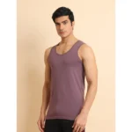 Generic Men's Casual Cotton Solid Round Neck Sleeveless Vest (Berry) - Image 5