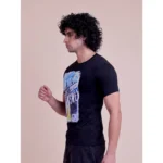 Generic Men's Casual Cotton Printed Half Sleeve Round Neck T-Shirt (Black) - Image 5
