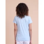 Generic Women's Casual Cotton Printed Half Sleeve Round Neck T-Shirt (Skyblue) - Image 3