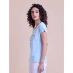 Generic Women's Casual Cotton Printed Half Sleeve Round Neck T-Shirt (Blue) - Image 5