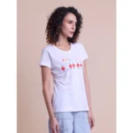 Generic Women's Casual Cotton Printed Half Sleeve Round Neck T-Shirt (White) - Image 4
