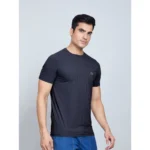 Generic Men's Casual Nylon Solid Half Sleeve Round Neck T-Shirt (Black) - Image 4