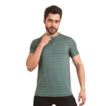Generic Men's Casual Nylon Solid Half Sleeve Round Neck T-Shirt (Green)