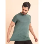 Generic Men's Casual Nylon Solid Half Sleeve Round Neck T-Shirt (Green) - Image 4