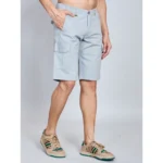 Generic Men's Casual Cotton Solid Knee Length Cargo Shorts (Grey) - Image 4