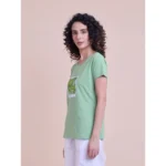 Generic Women's Casual Cotton Printed Half Sleeve Round Neck T-Shirt (Pista) - Image 5