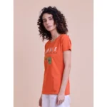 Generic Women's Casual Cotton Printed Half Sleeve Round Neck T-Shirt (Rust) - Image 5