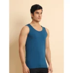 Generic Men's Casual Cotton Solid Round Neck Sleeveless Vest (Blue) - Image 4