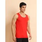 Generic Men's Casual Cotton Solid Round Neck Sleeveless Vest (Red) - Image 4