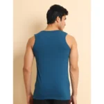 Generic Men's Casual Cotton Solid Round Neck Sleeveless Vest (Blue) - Image 3